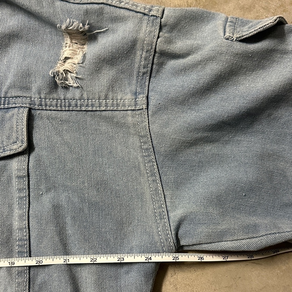 Hoodie Denim Jacket Sweatshirt - Picture 9 of 15